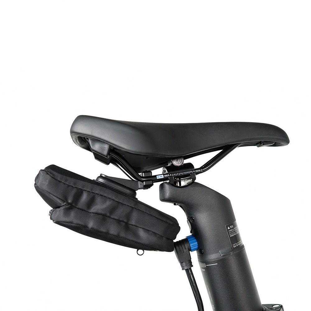 The ADO AQS Mag Phone Bag securely mounted on the bicycle, providing convenient and quick access to your smartphone while riding.