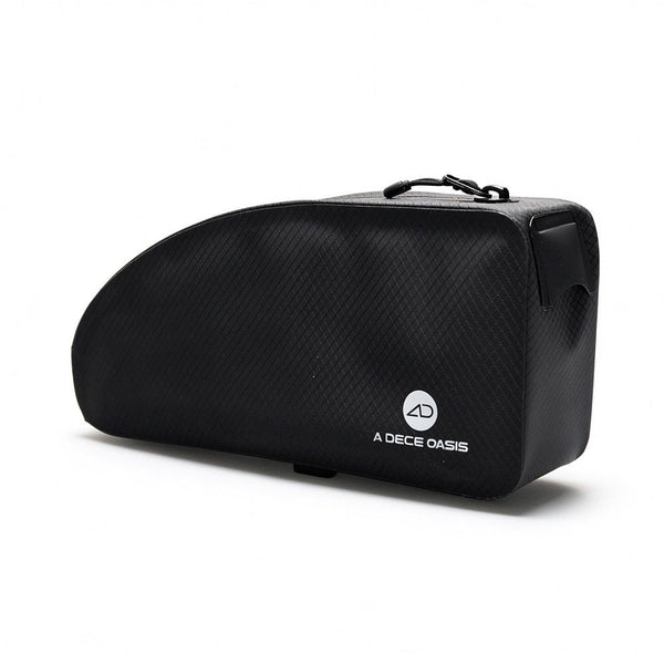 Black ADO CB10 e-bike frame bag featuring a durable diamond grid nylon texture and a bottom mounting interface designed for the AQS Mag quick-release system.