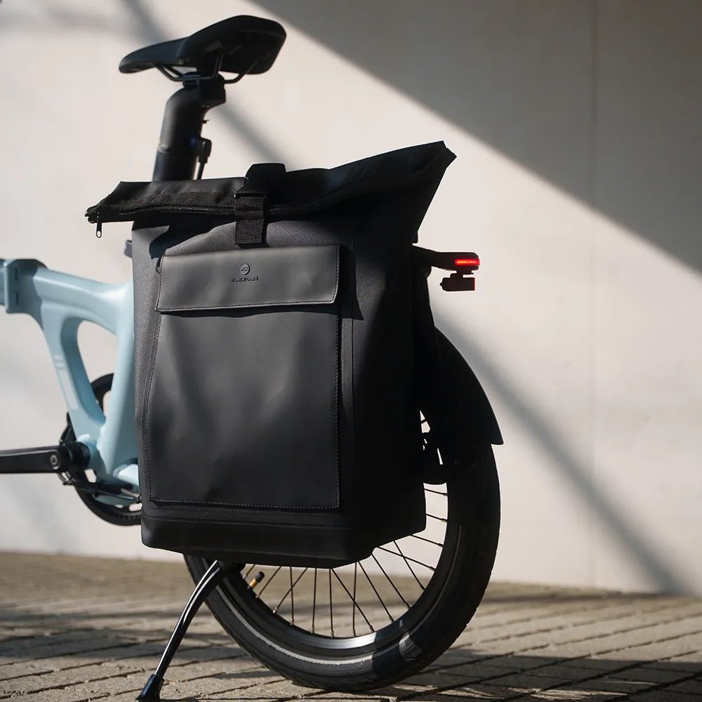 ADO pannier bag mounted on the rear rack of an e-bike