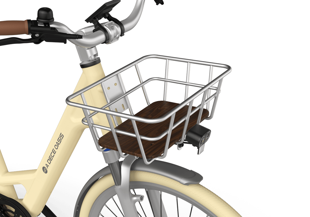 ADO front basket mounted on Air 28 electric bike Silver