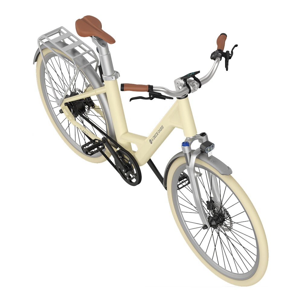ADO Air 28 Urban Electric Bike UK with comfort handlebar Light Yellow Hellgelb Amarillo claro Giallo chiaro Licht geel  Jaune clair